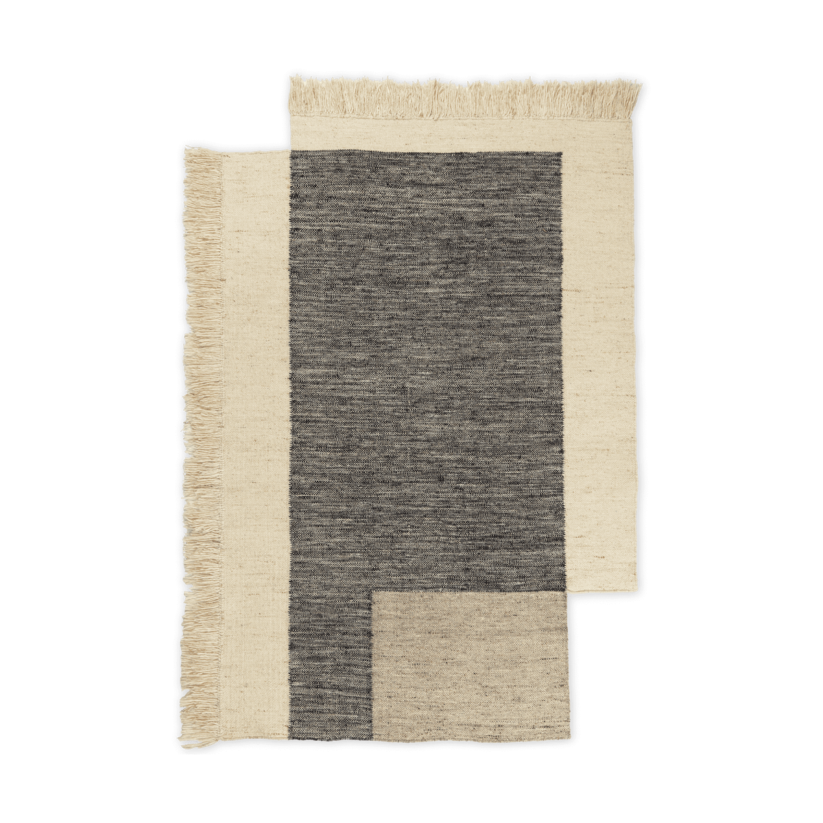 Ferm Living Tapis en laine Counter Charbon-Blanc cassé, 140x200 cm