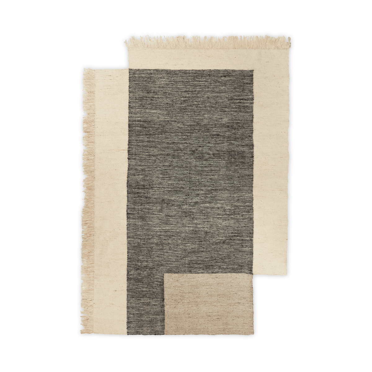 Ferm Living Tapis en laine Counter Charbon-Blanc cassé, 200x300 cm