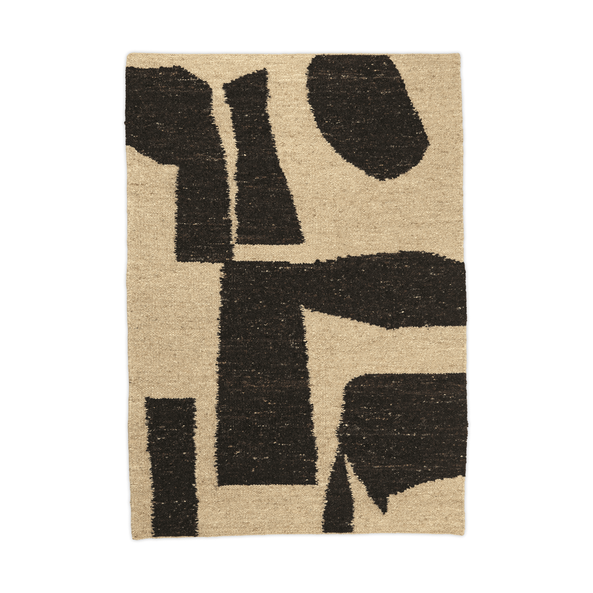 Ferm Living Tapis en laine Piece Blanc cassé-café, 140x200 cm