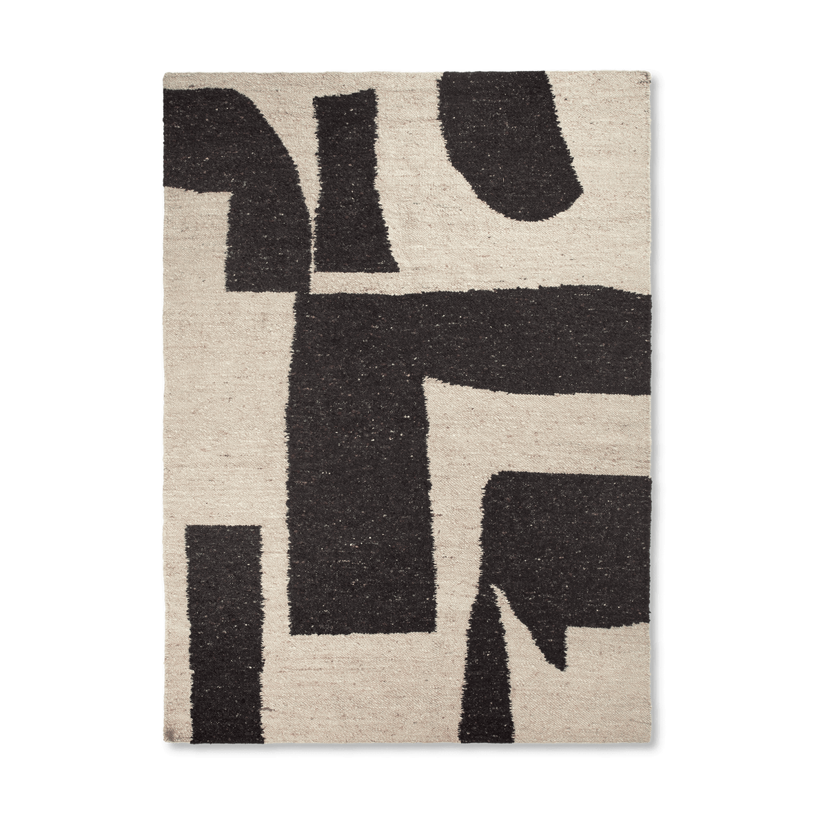 Ferm Living Tapis en laine Piece Blanc cassé-café, 200x300 cm