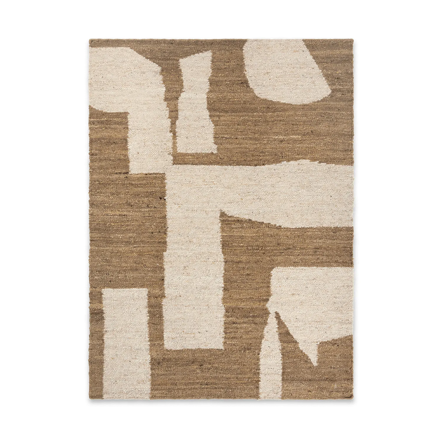 Tapis en laine Piece, Off-white-Toffee, 140x200 cm Ferm Living
