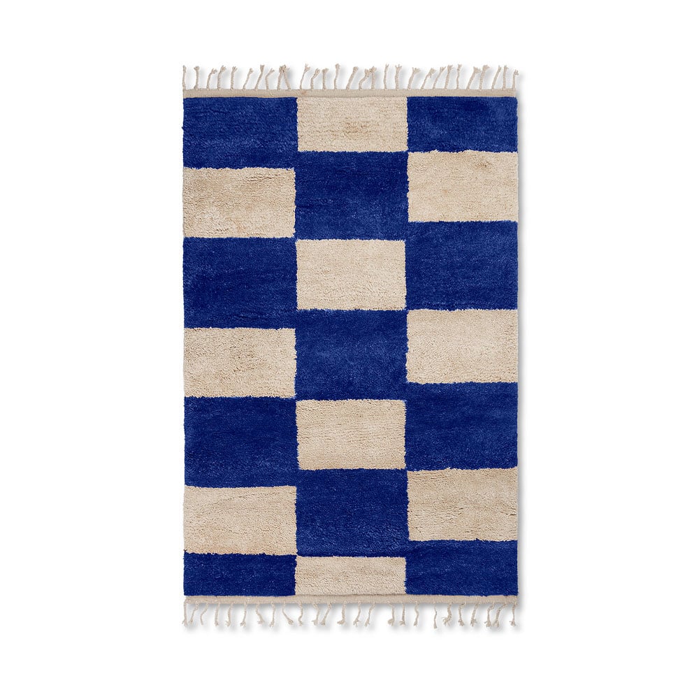 Ferm Living Tapis Mara bright blue/offwhite, l, 120x180 cm