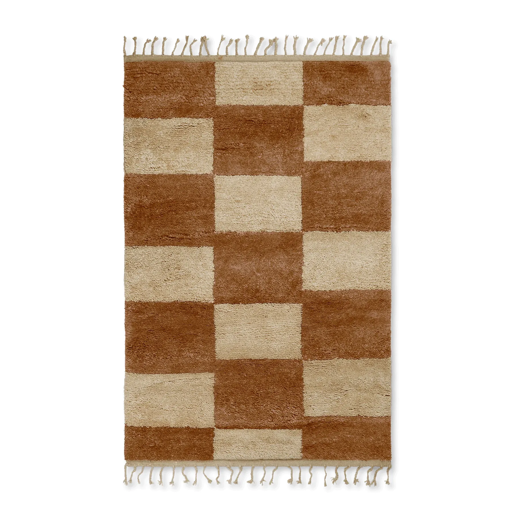 Tapis noué à la main Mara 120x180 cm, Dark Brick-off-white Ferm Living