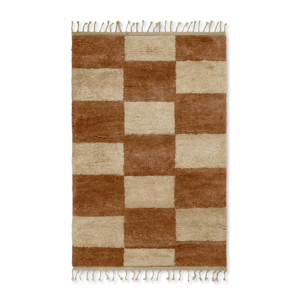 Ferm Living Tapis noué à la main Mara 120x180 cm Dark Brick-off-white