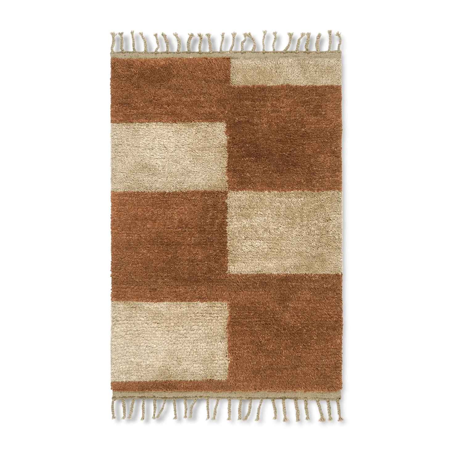 Tapis noué à la main Mara 80x120 cm, Dark Brick-off-white Ferm Living