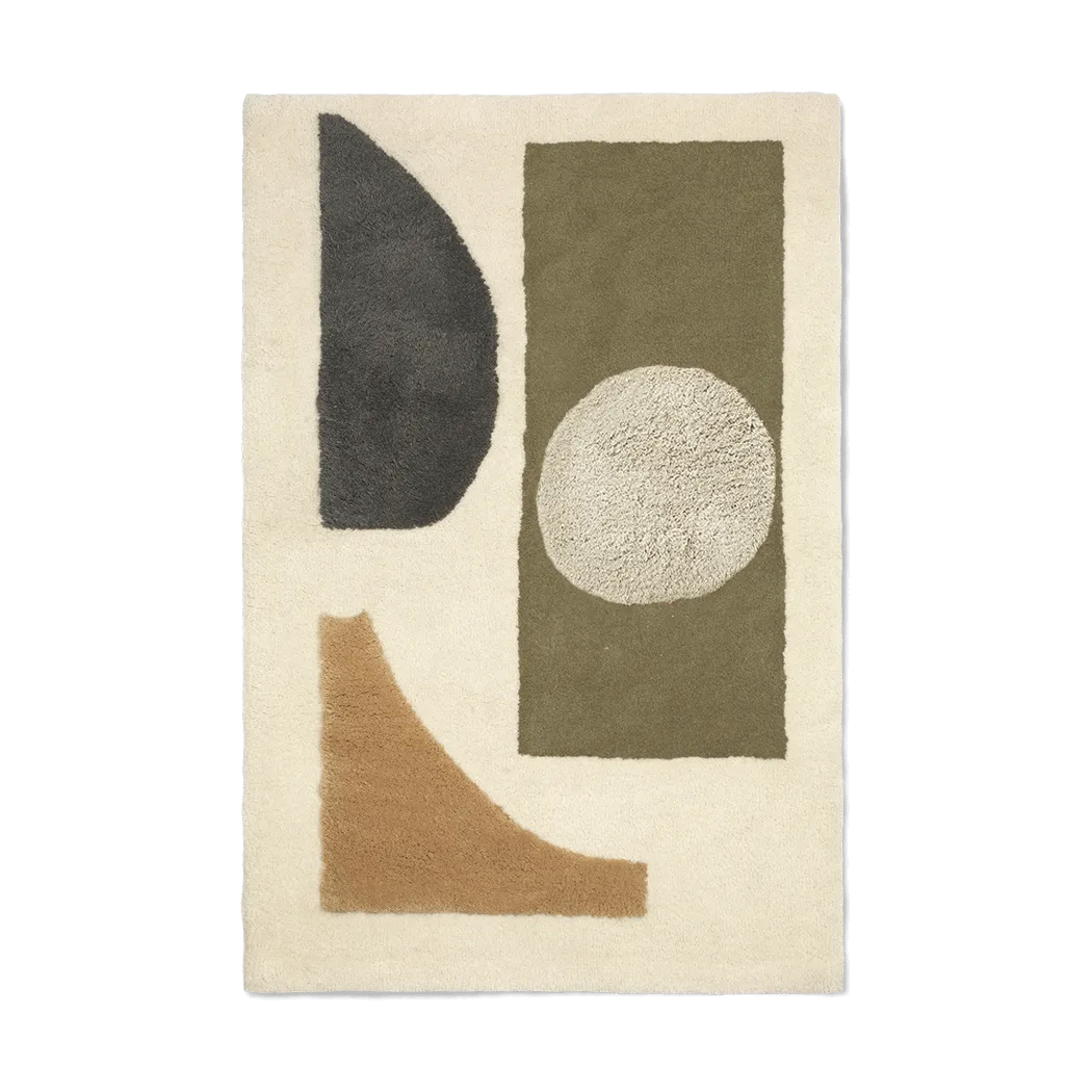 Tapis touffeté Bloco, Green-off white, 80x120 cm Ferm Living