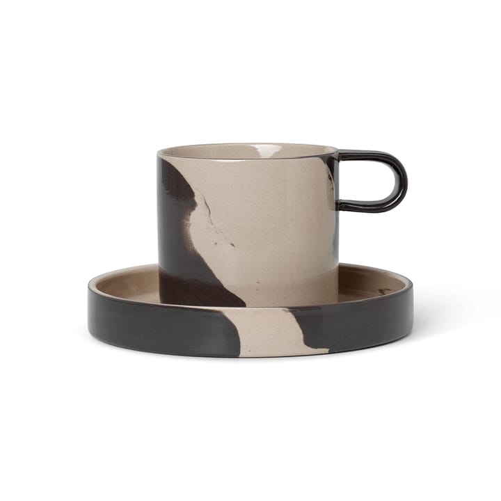 Tasse avec soucoupe Inlay - Sand-brown - Ferm LIVING
