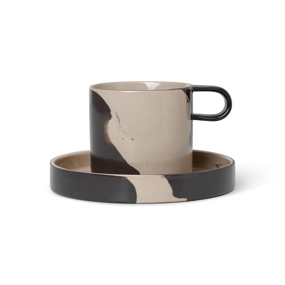 ferm living tasse avec soucoupe inlay sand-brown