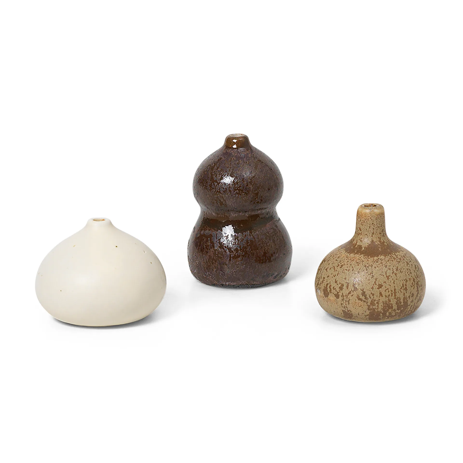 Vase Komo Mini lot de 3, Brown-white Ferm Living