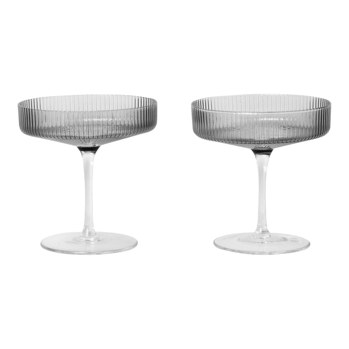 Verre à champagne Ripple lot de 2 - smoked grey - Ferm LIVING