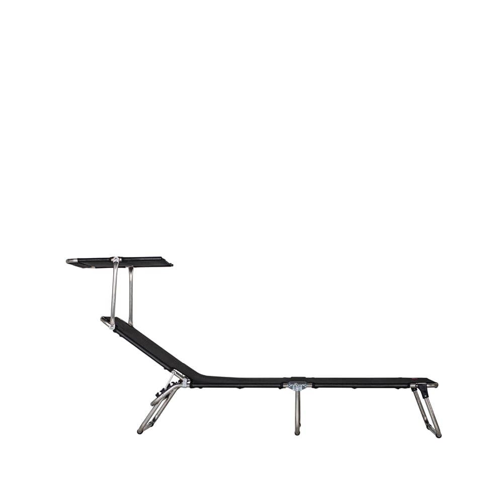 fiam chaise longue amigo top toile textaline black-support en aluminium-auvent solaire