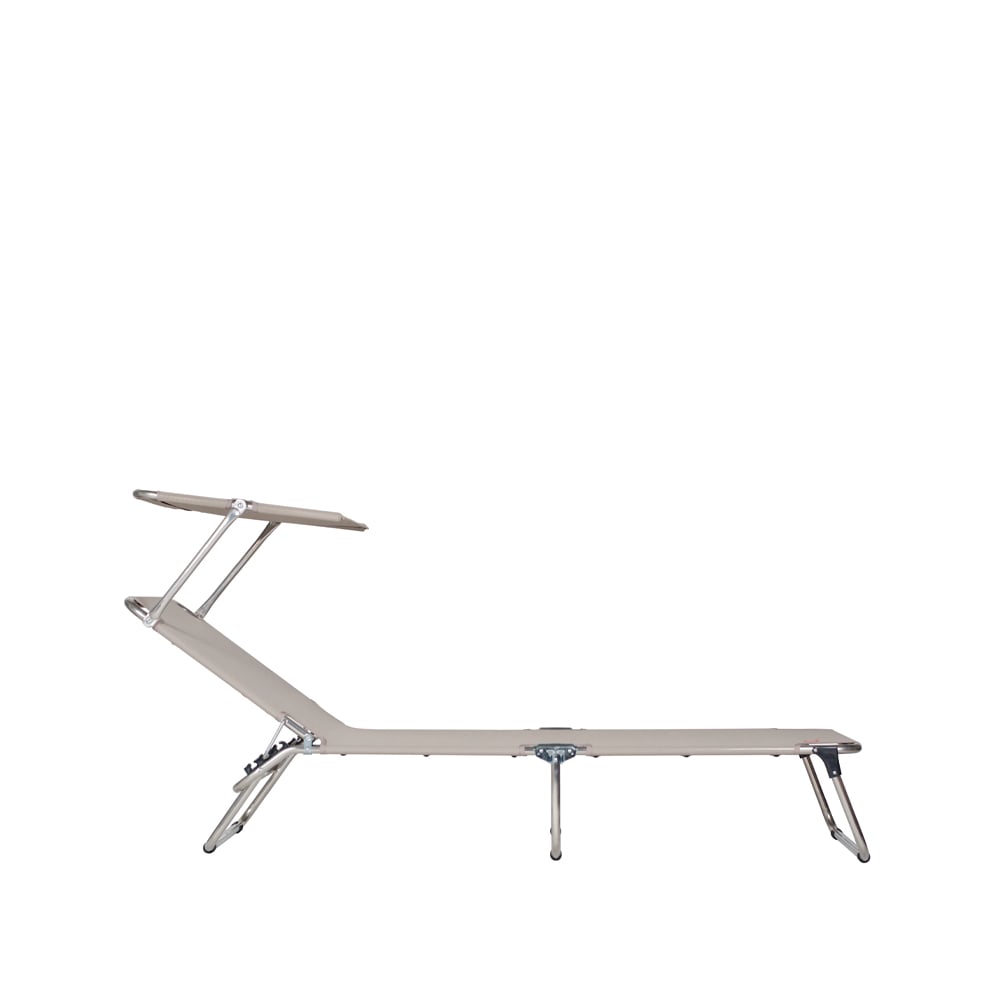 fiam chaise longue amigo top toile textaline taupe-structure en aluminium-auvent de soleil