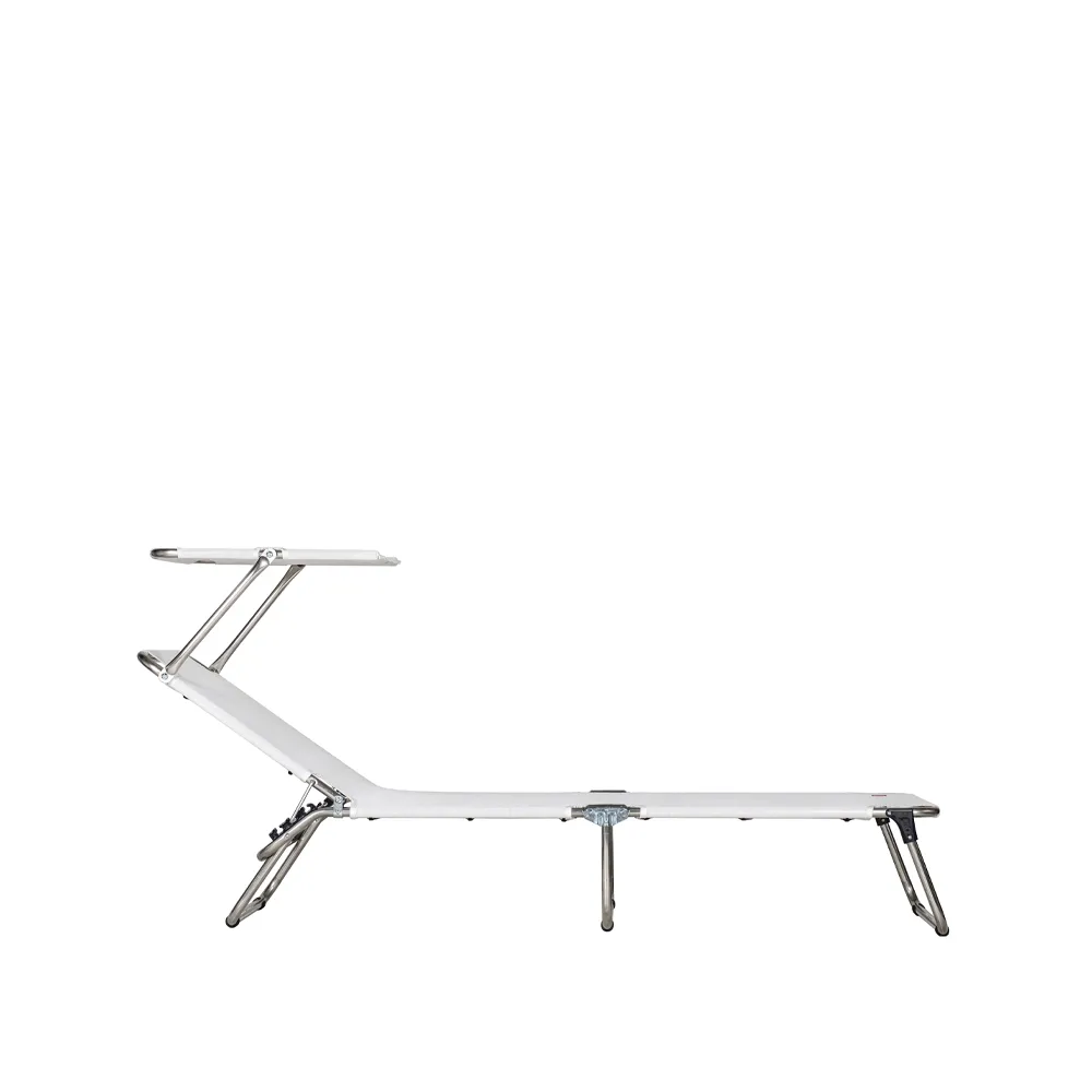Chaise longue Amigo Top, Toile textaline white-support en aluminium-auvent Fiam
