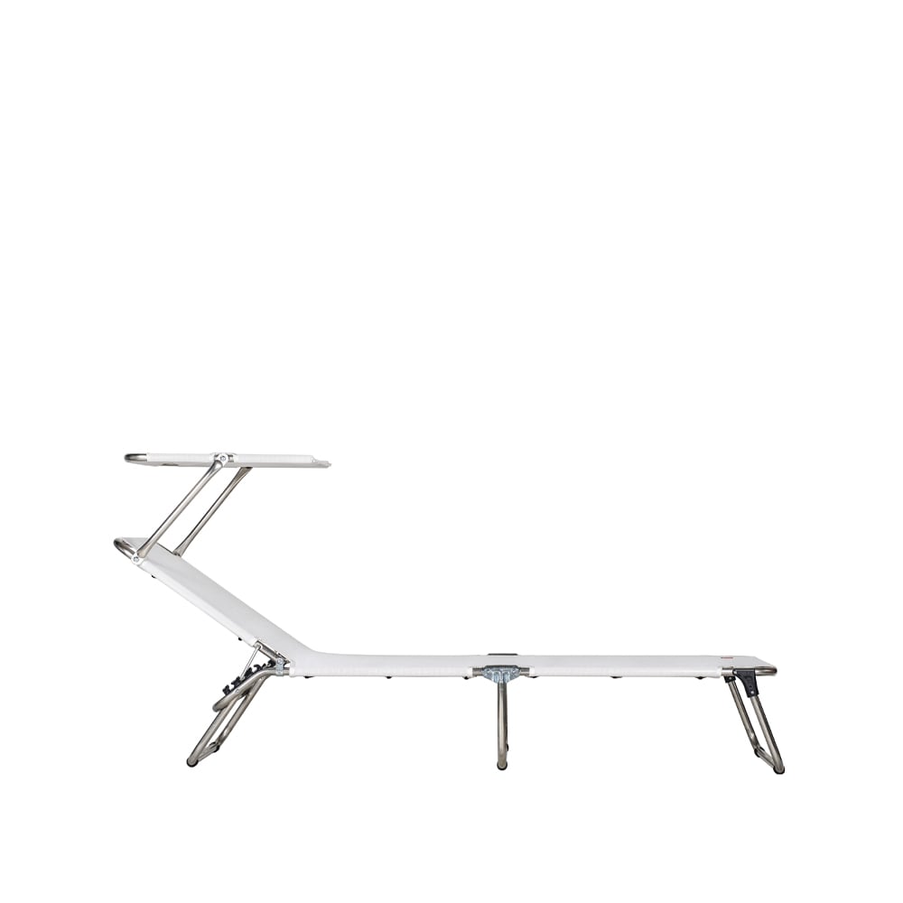 fiam chaise longue amigo top toile textaline white-support en aluminium-auvent