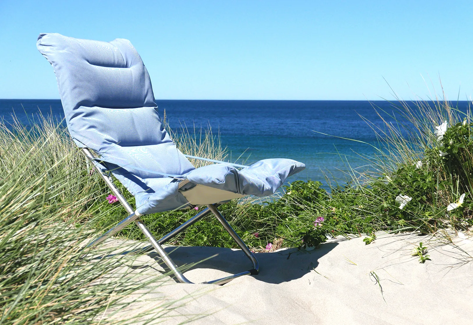 Chaise longue Fiesta Soft, Light blue-beige supertex Fiam