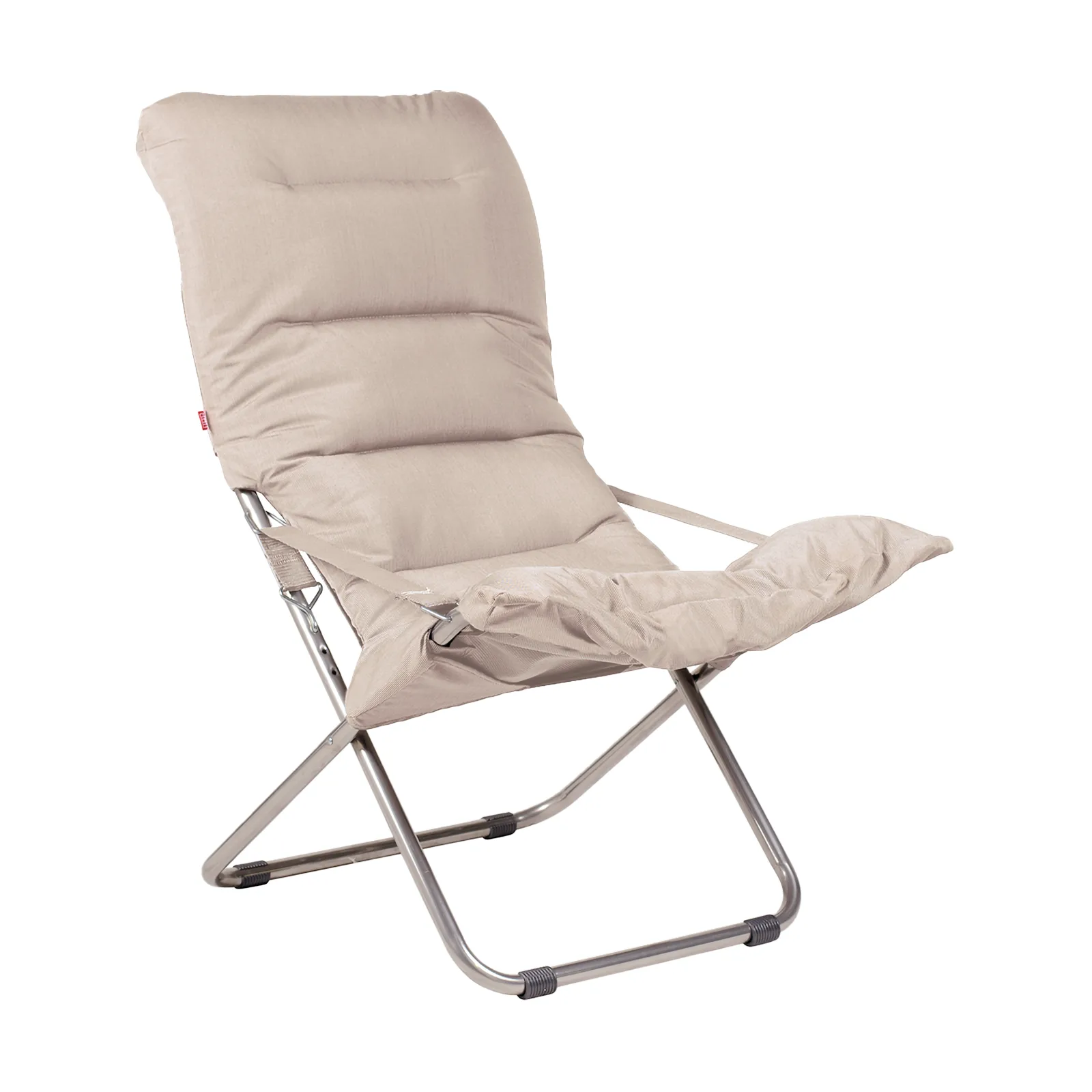 Chaise longue Fiesta Soft, Tissu beige-support en aluminium Fiam