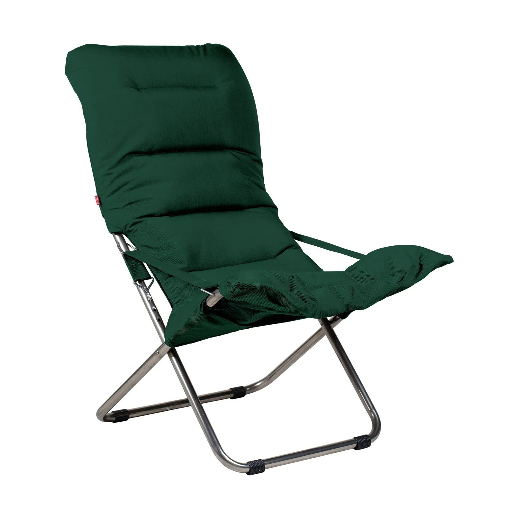 Chaise longue Fiesta Soft, Tissu dark green-support en aluminium Fiam