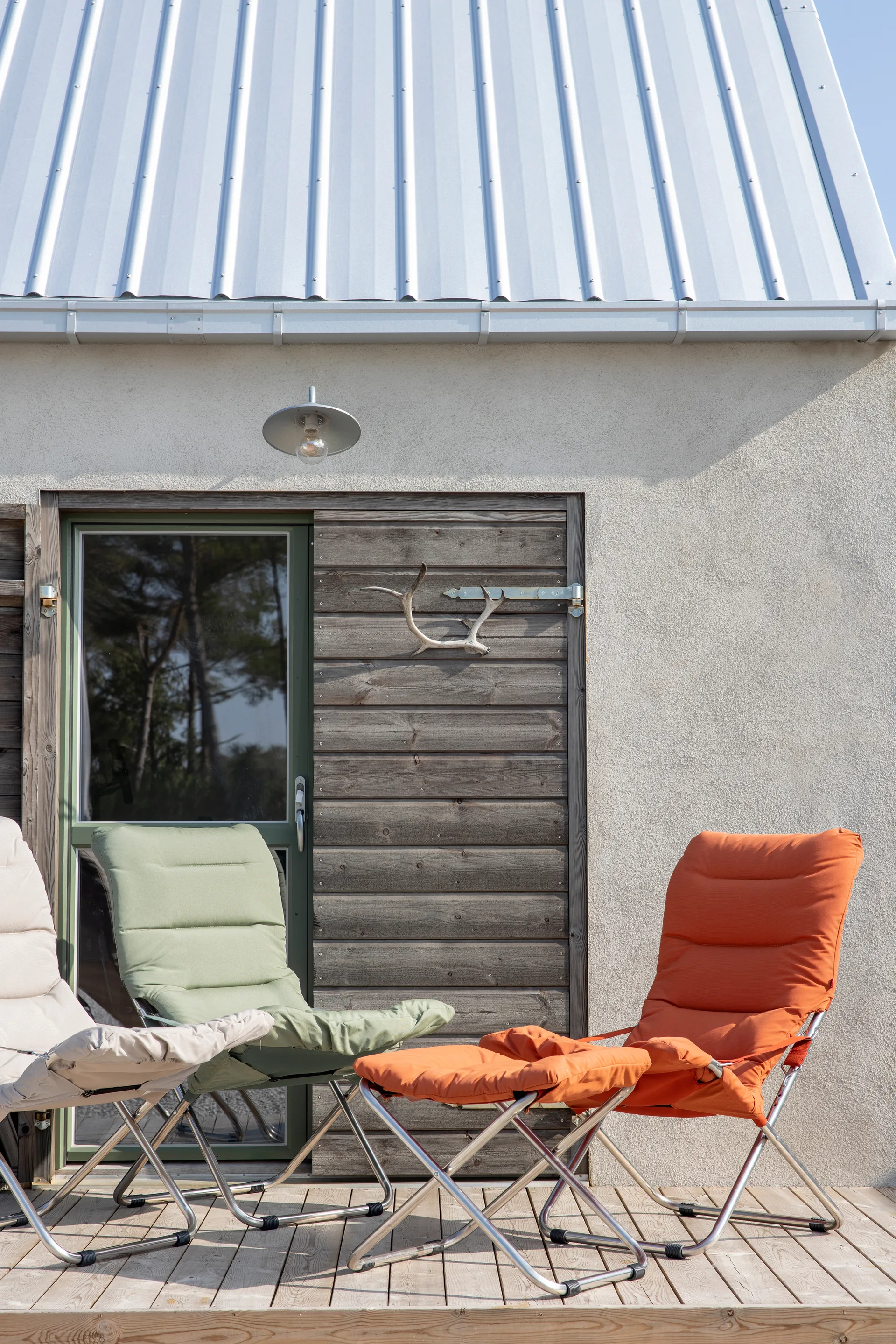 Chaise longue Fiesta Soft, Tissu sage green-support en aluminium Fiam