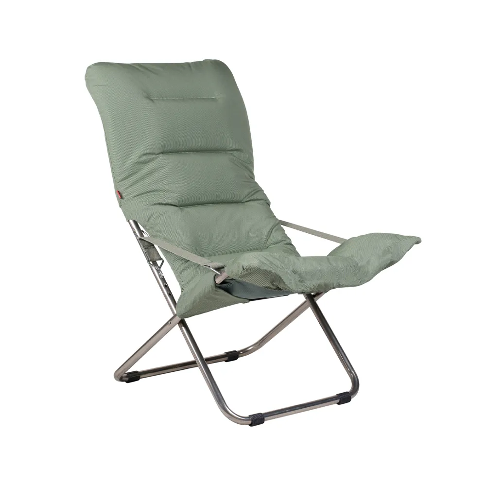 Chaise longue Fiesta Soft, Tissu sage green-support en aluminium Fiam