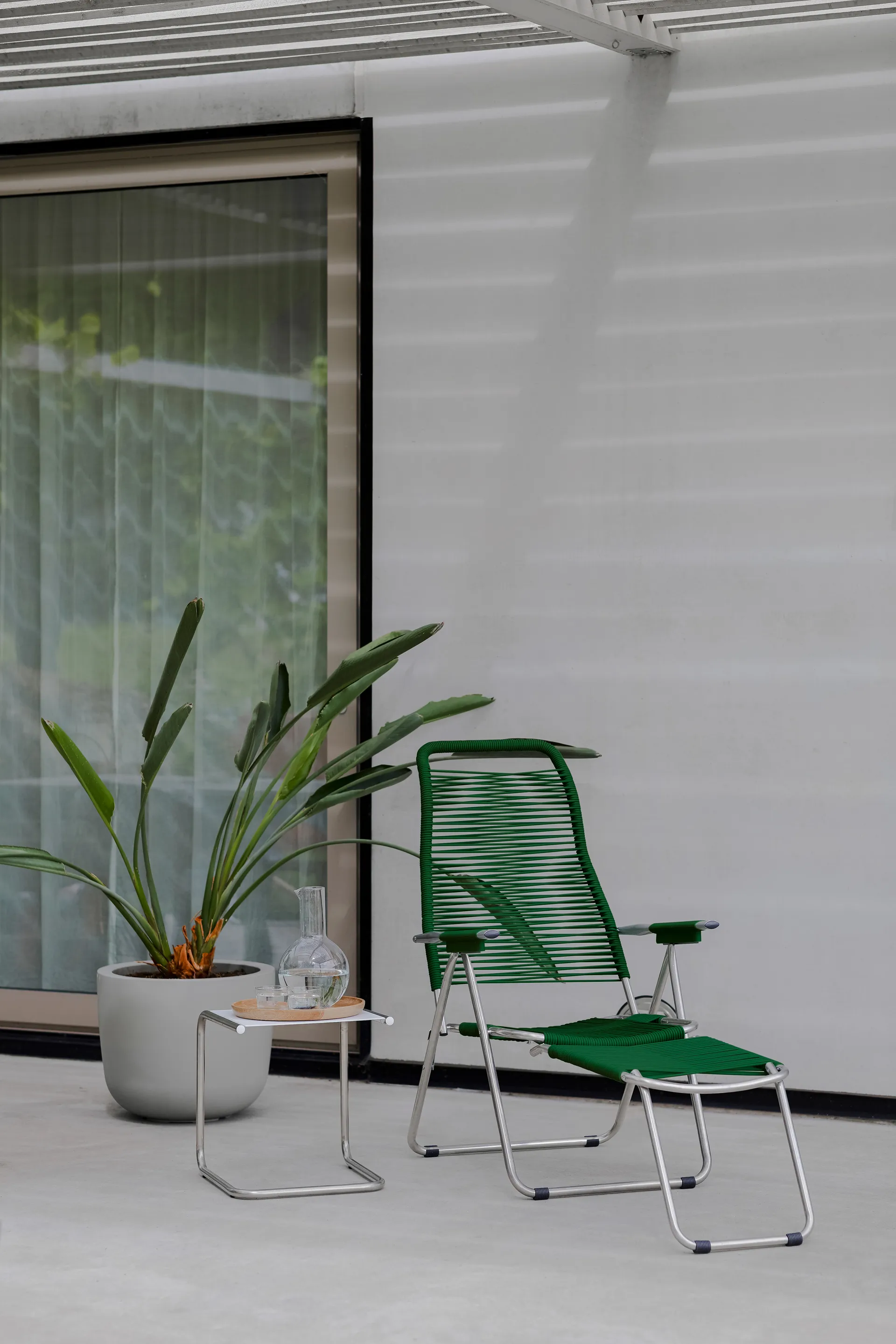 Chaise longue Spaghetti avec repose-pieds, Green Fiam