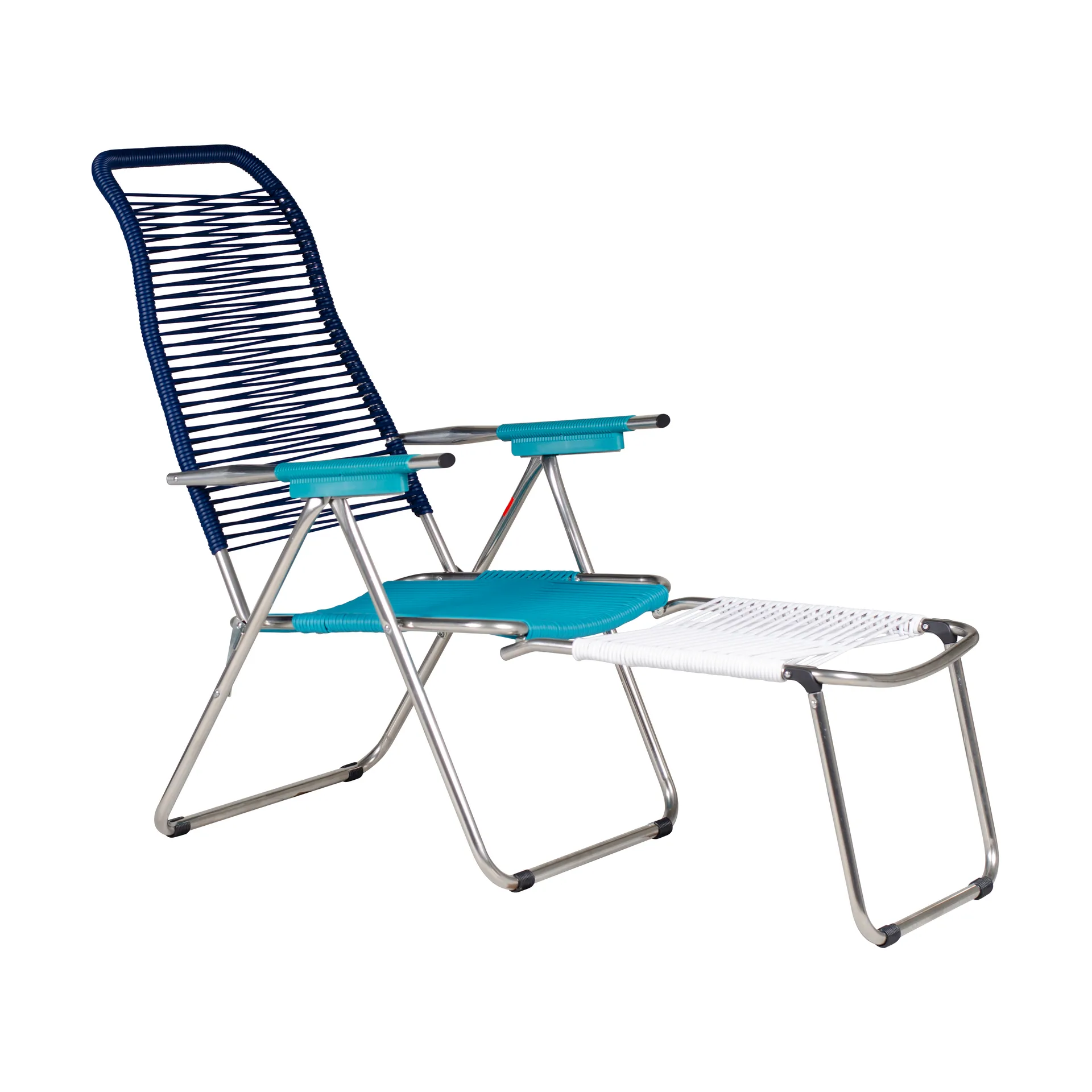 Chaise longue Spaghetti avec repose-pieds, Multi-bleu Fiam
