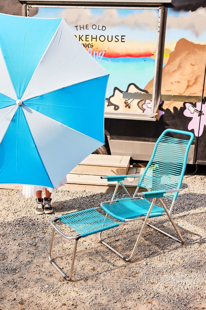 Chaise longue Spaghetti avec repose-pieds, Turquoise Fiam