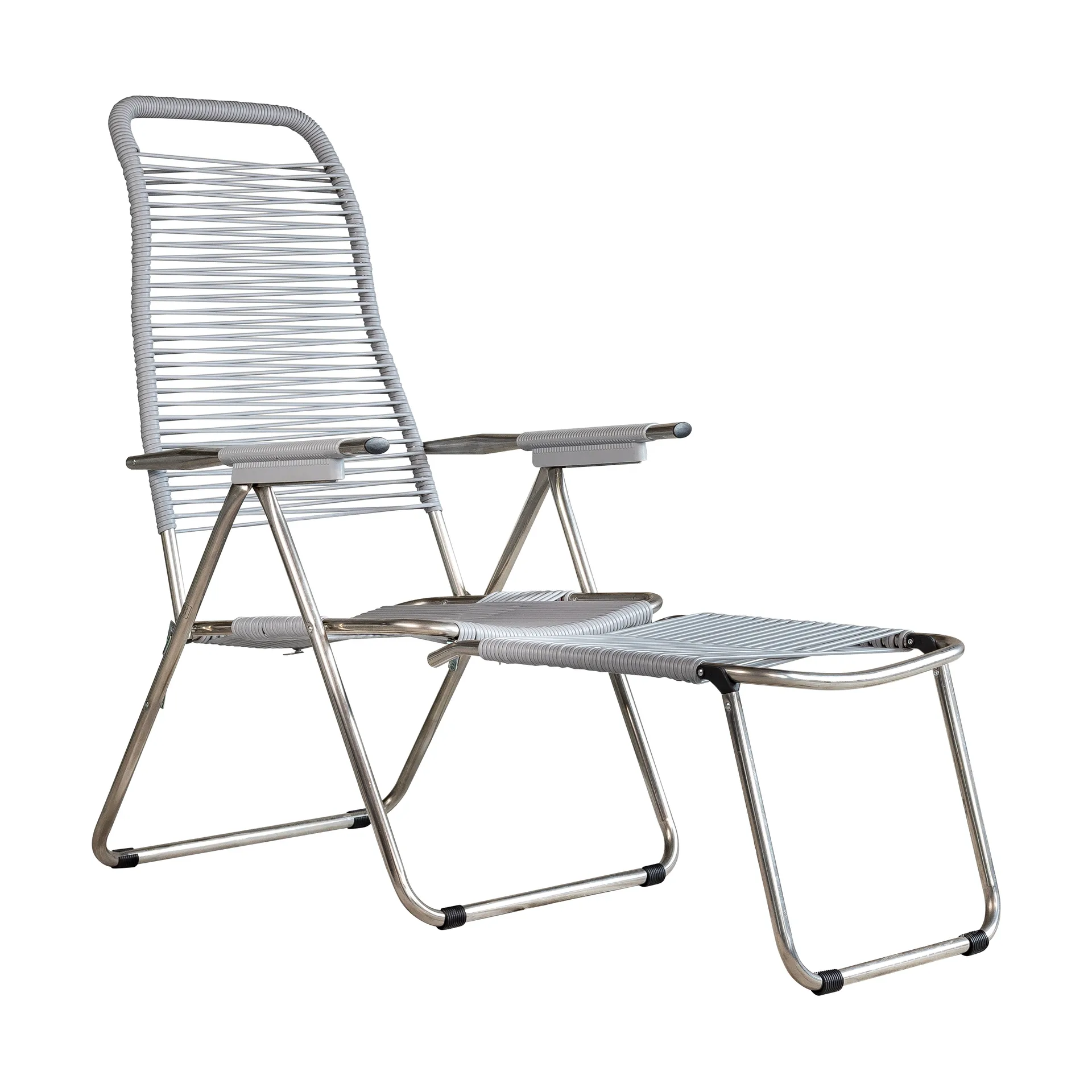 Chaise longue Spaghetti avec repose‑pieds, Grey Fiam
