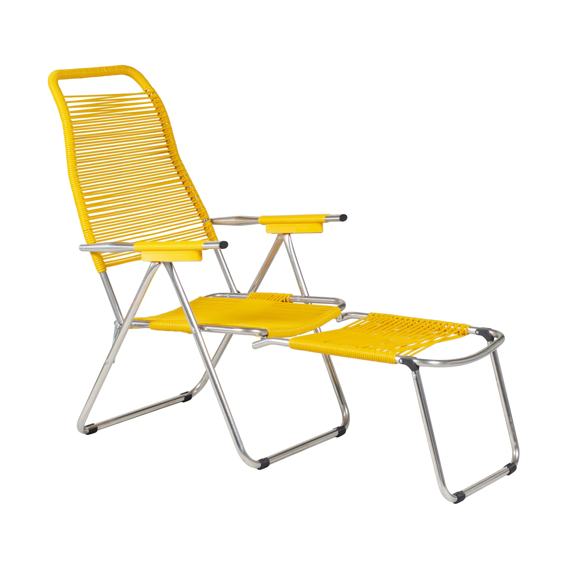 Chaise longue Spaghetti avec repose‑pieds, Jaune Fiam