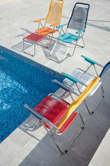 Chaise longue Spaghetti avec repose‑pieds - Multi-bleu - Fiam