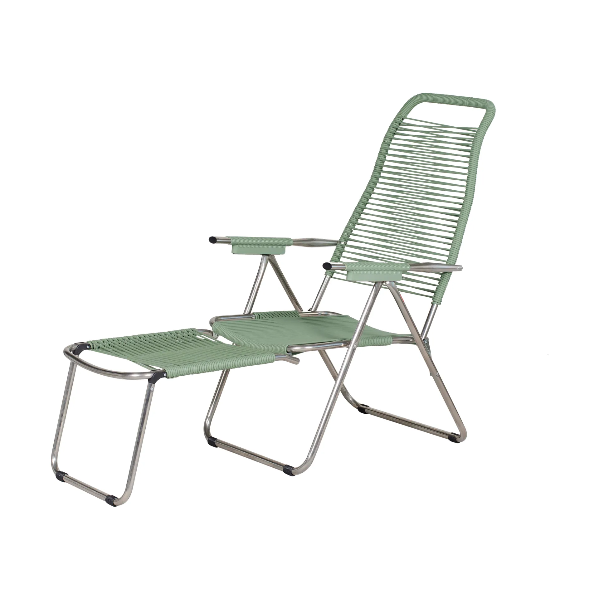 Chaise longue Spaghetti avec repose‑pieds, Sage green Fiam