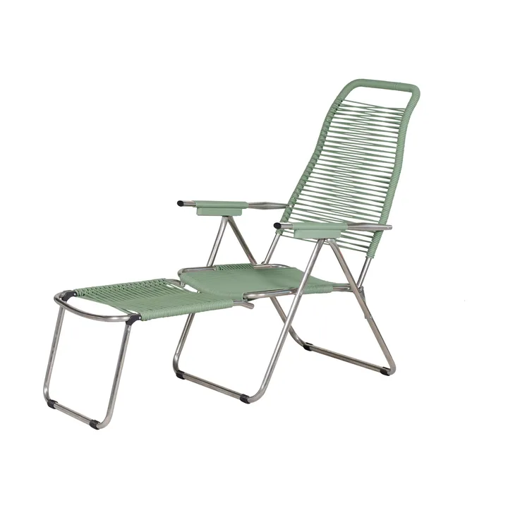 Chaise longue Spaghetti avec repose‑pieds - Sage green - Fiam