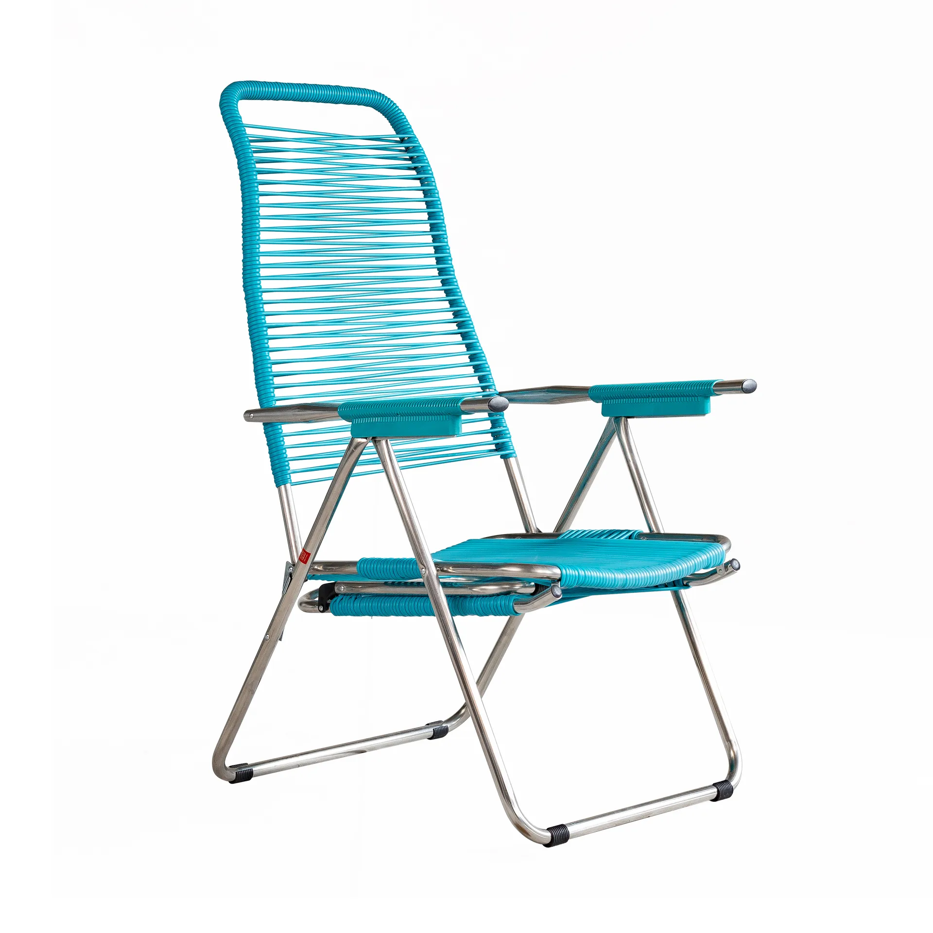 Chaise longue Spaghetti avec repose‑pieds, Turquoise Fiam