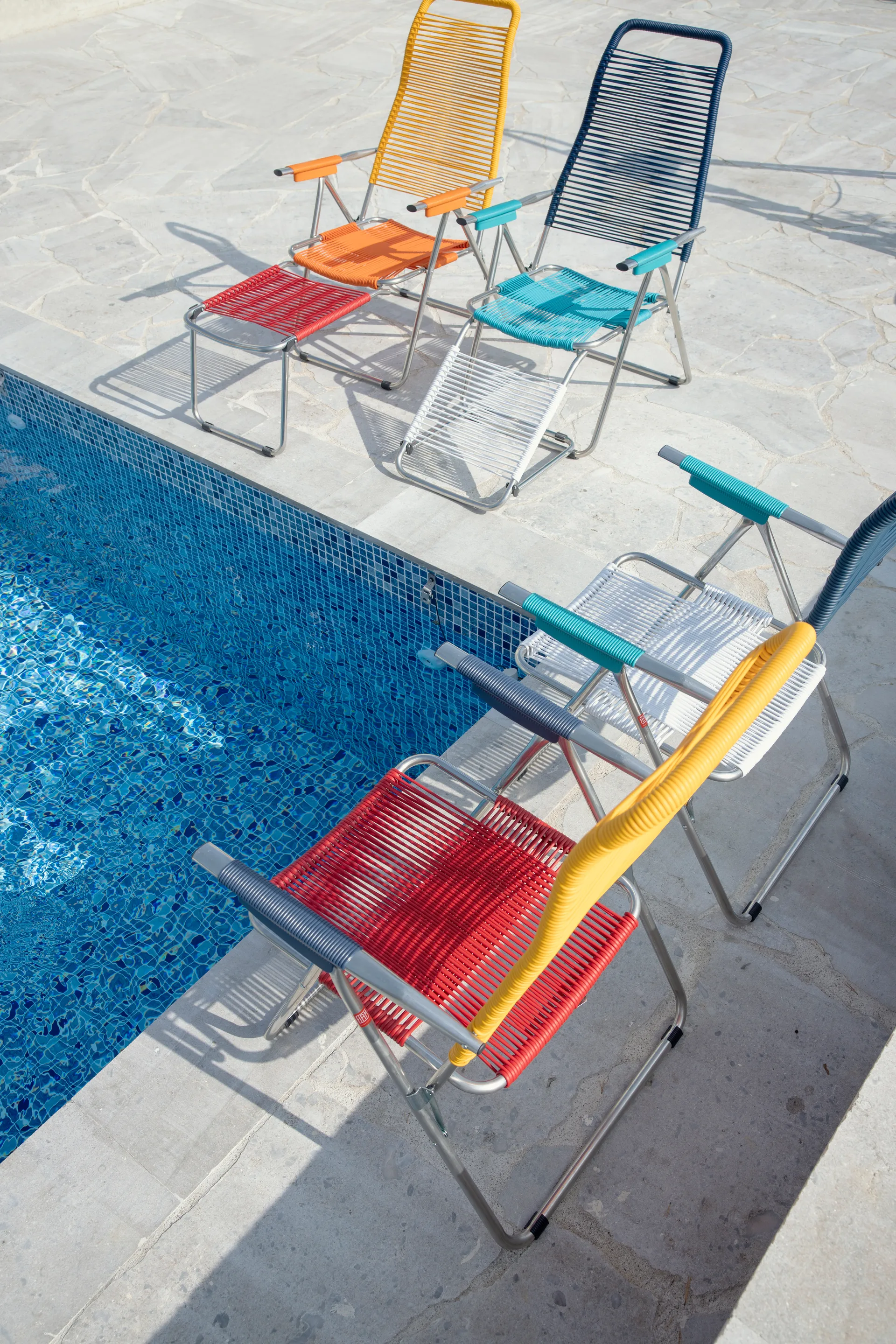 Chaise longue Spaghetti sans repose-pieds, Multi-support en aluminium-jaune Fiam