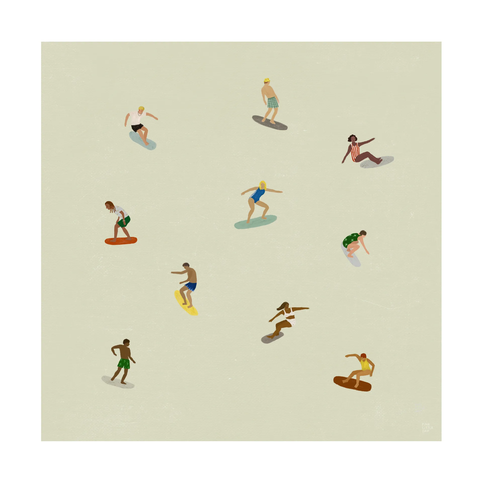 Affiche Surfers, Beige, 40x40 cm Fine Little Day