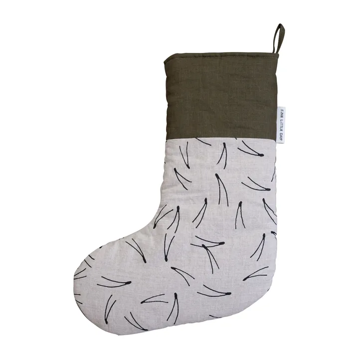 Chaussette de Noël Barr 40 cm - Noir-vert-nature - Fine Little Day