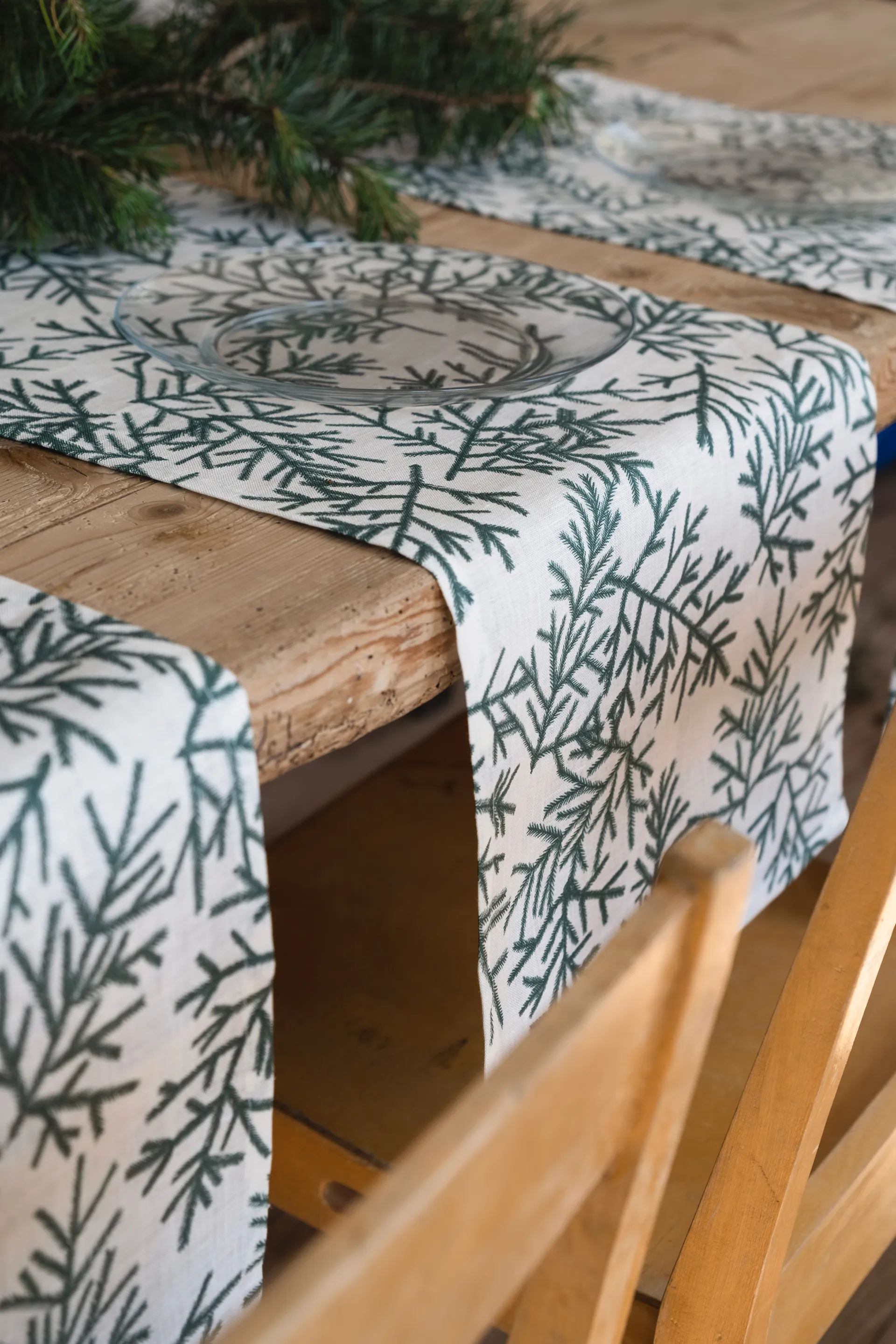 Chemin de table Granris, Blanc-vert Fine Little Day