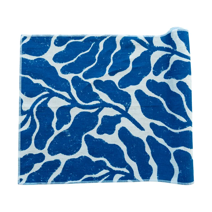 Chemin de table Leaves - Blanc-bleu, 47x180 cm - Fine Little Day