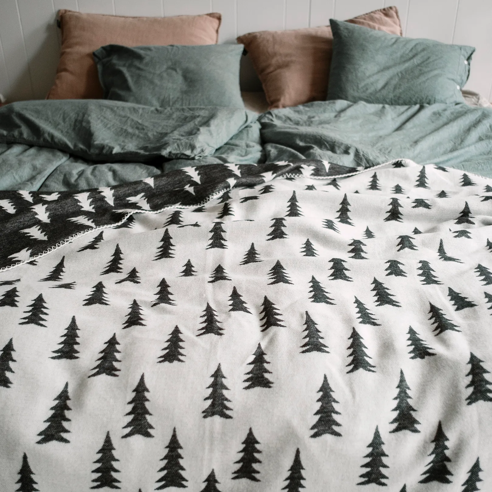 Couverture tissée Gran 140x180 cm, Noir-blanc Fine Little Day