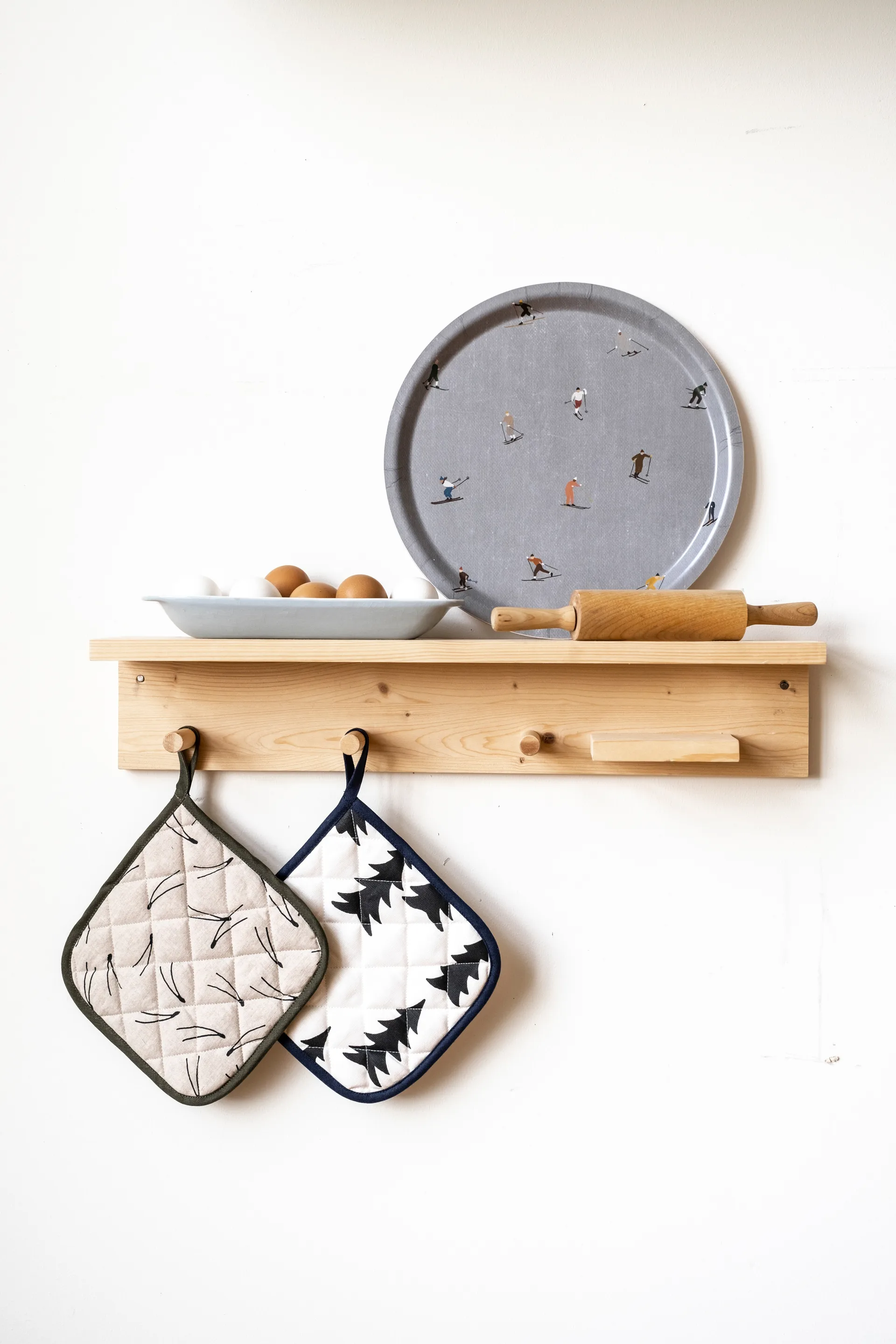 Dessous de plat matelassé Barr 21x21 cm, Nature-noir Fine Little Day