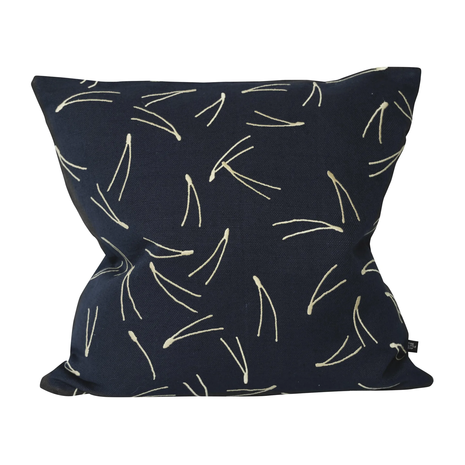 Housse de coussin brodée Barr 48x48 cm, Bleu anthracite Fine Little Day