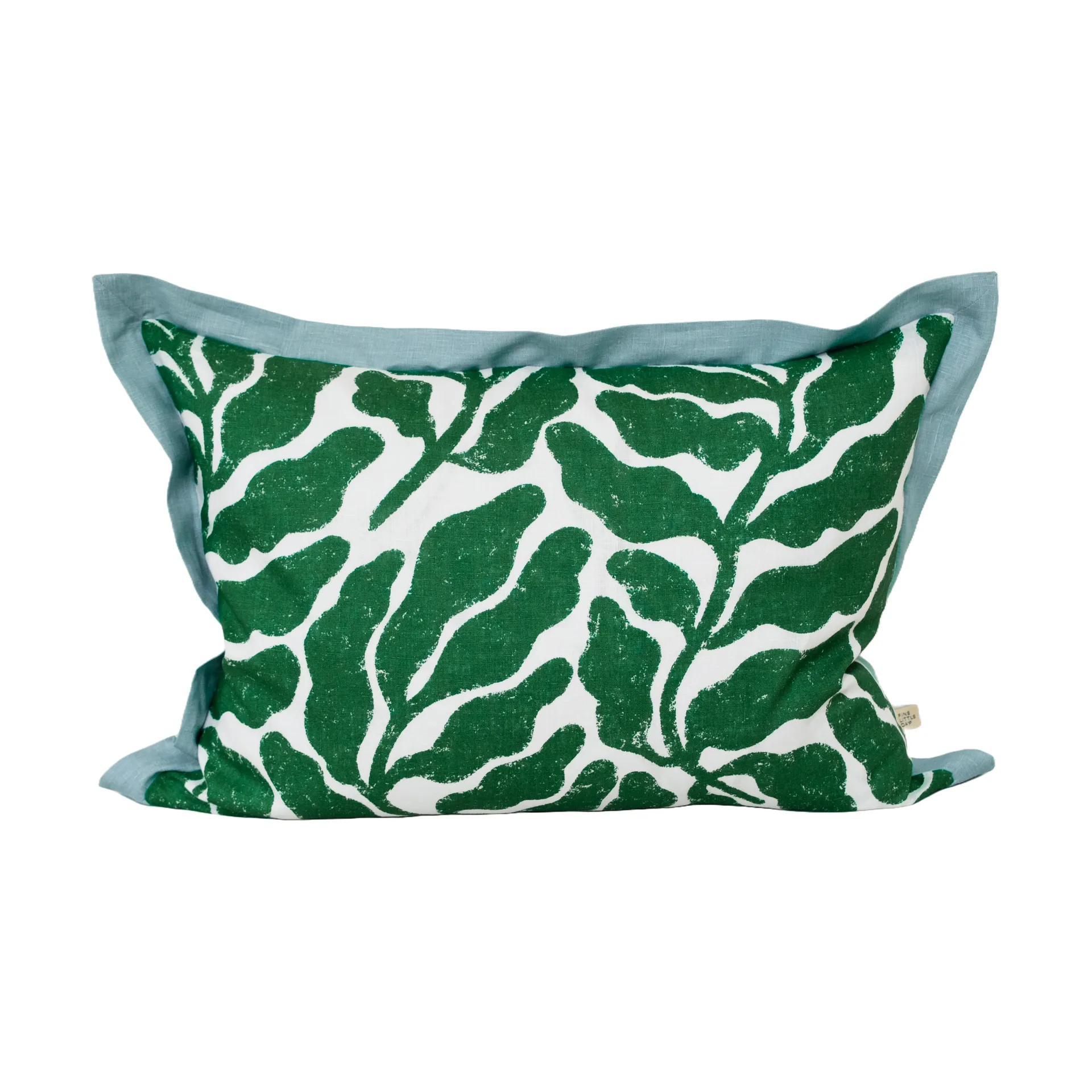 Housse de coussin Leaves avec aile contrastée 48x68 cm, Green-blue Fine Little Day