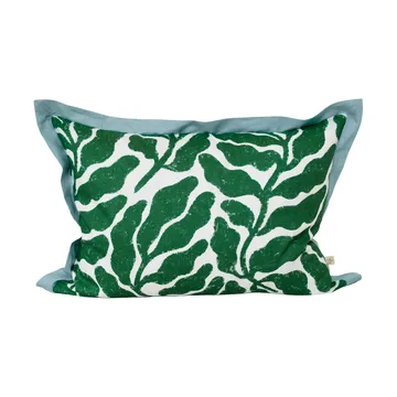 Housse de coussin Leaves avec aile contrastée 48x68 cm - Green-blue - Fine Little Day