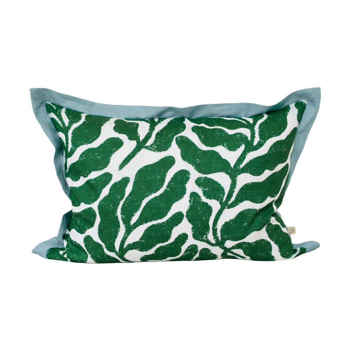 Fine Little Day Housse de coussin Leaves avec aile contrastée 48x68 cm Green-blue