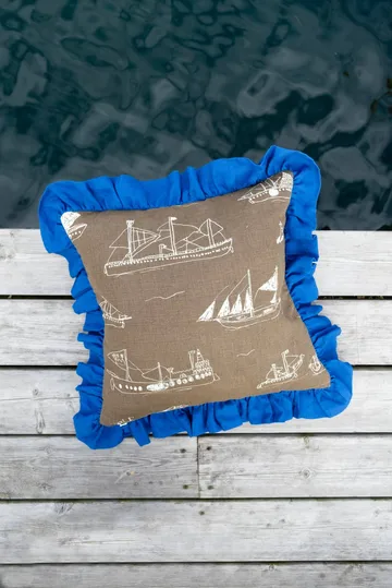 Housse de coussin Ohoy - Marron-naturel-bleu, 48x48 cm - Fine Little Day