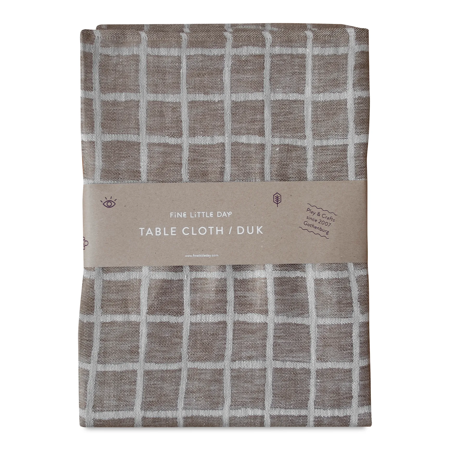 Nappe en jacquard Rutig 147x250 cm, Marron-blanc Fine Little Day