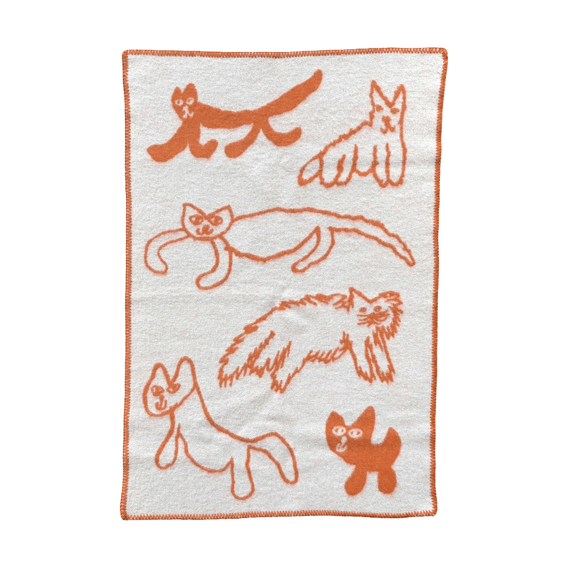 Plaid en laine Cats, Orange, 65x95 cm Fine Little Day