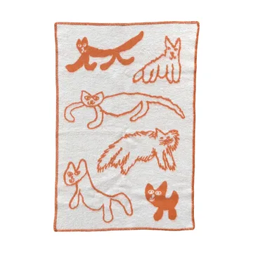 Plaid en laine Cats - Orange, 65x95 cm - Fine Little Day