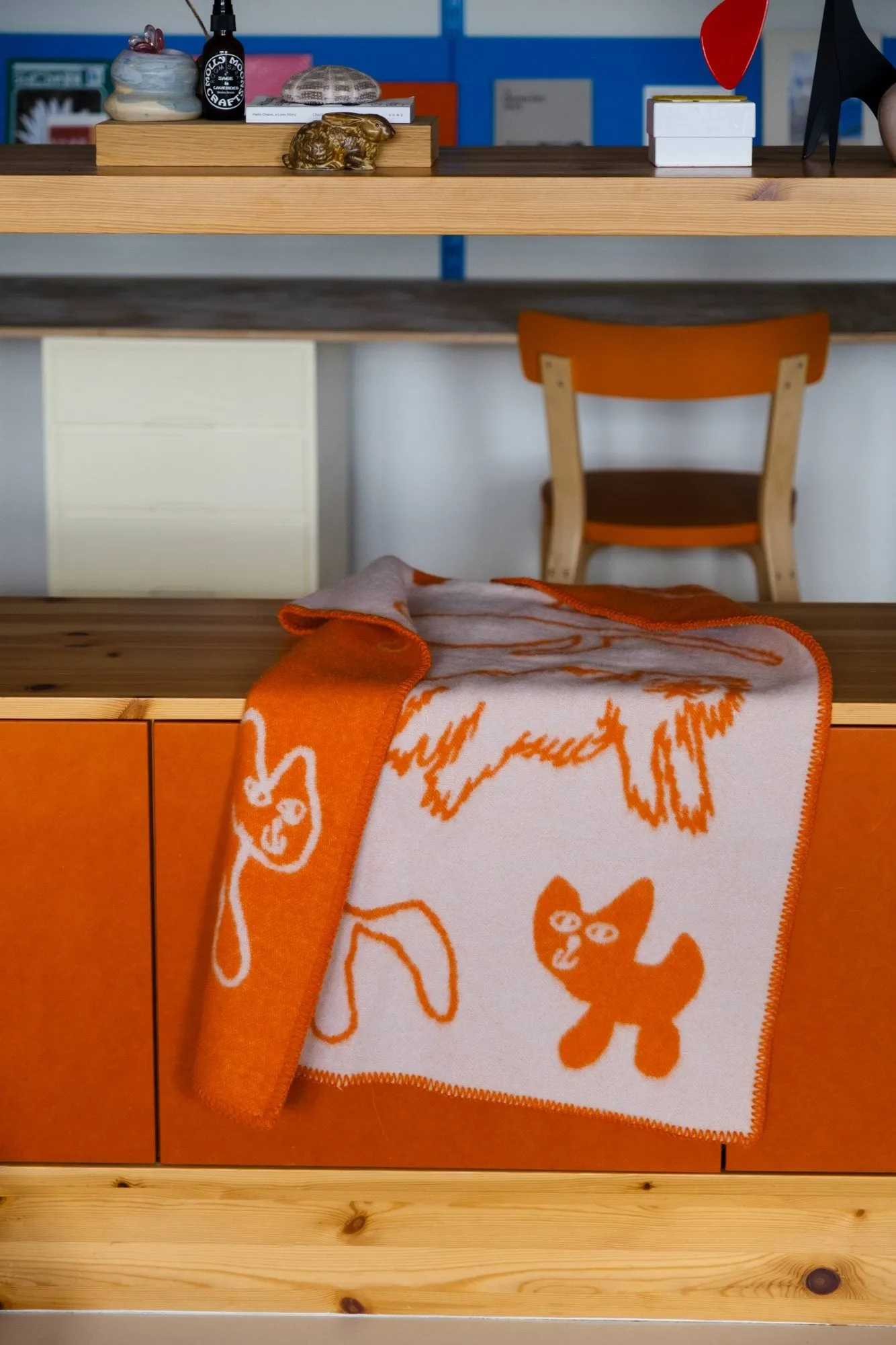 Plaid en laine Cats, Orange, 65x95 cm Fine Little Day