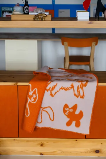 Plaid en laine Cats - Orange, 65x95 cm - Fine Little Day