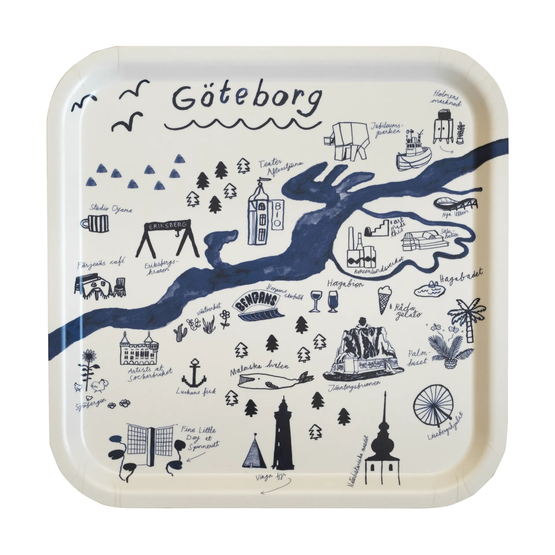 Plateau Gothenburg 32x32 cm, White-Blue Fine Little Day